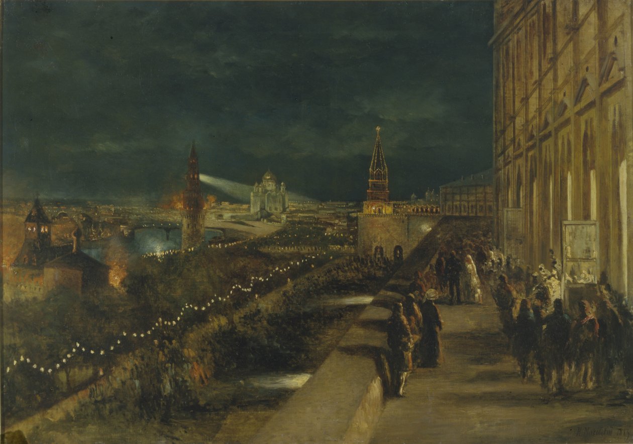 Belysning av Moskva med anledning av kejsar Alexander III:s kröning den 15 maj 1883, 1883 av Nikolai Yegorovich Makovsky