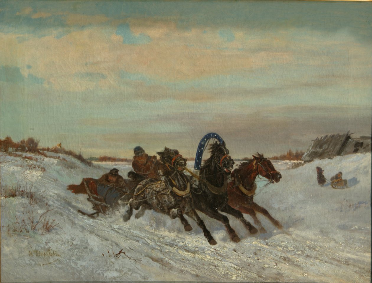 Trojka på en vinterväg, slutet av 1860-talet-början av 1870-talet av Nikolai Yegorovich Sverchkov
