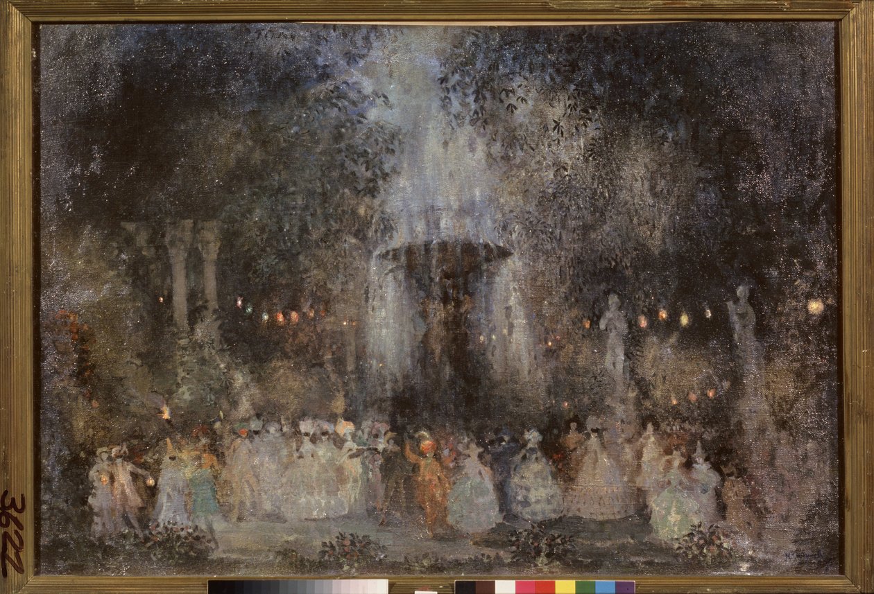 Maskerad boll. Verk av Nikolai Nikolayevich Sapunov (Sapunov) (1880-1912), tempera, silver och brons på kartong av Nikolaj Nikolaevic Sapunov