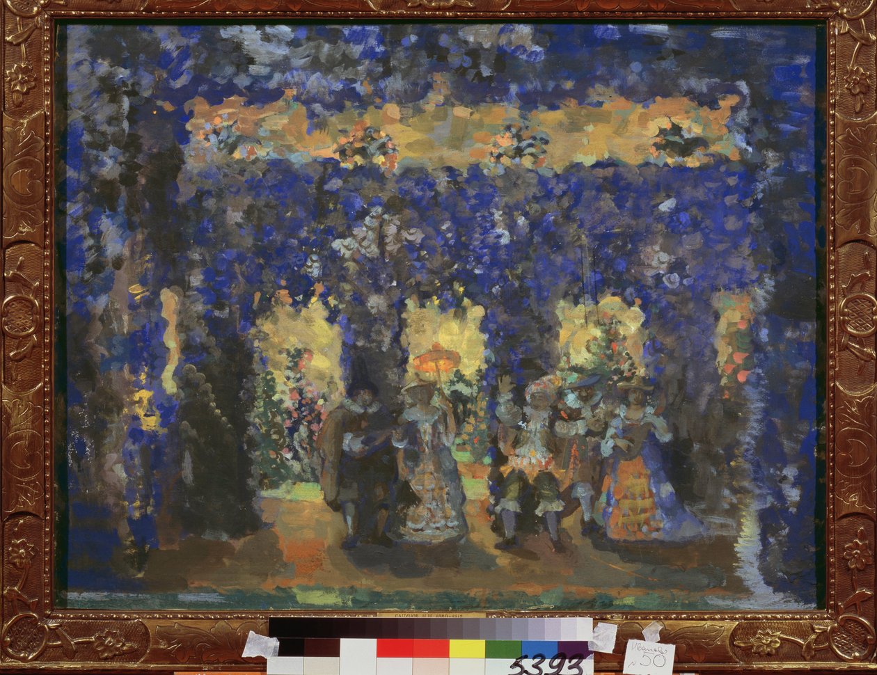 Paviljong i slottsträdgårdarna. Verk av Nikolai Nikolaievitch Sapunov (Sapunov) (1880-1912), tempera på kartong av Nikolaj Nikolaevic Sapunov