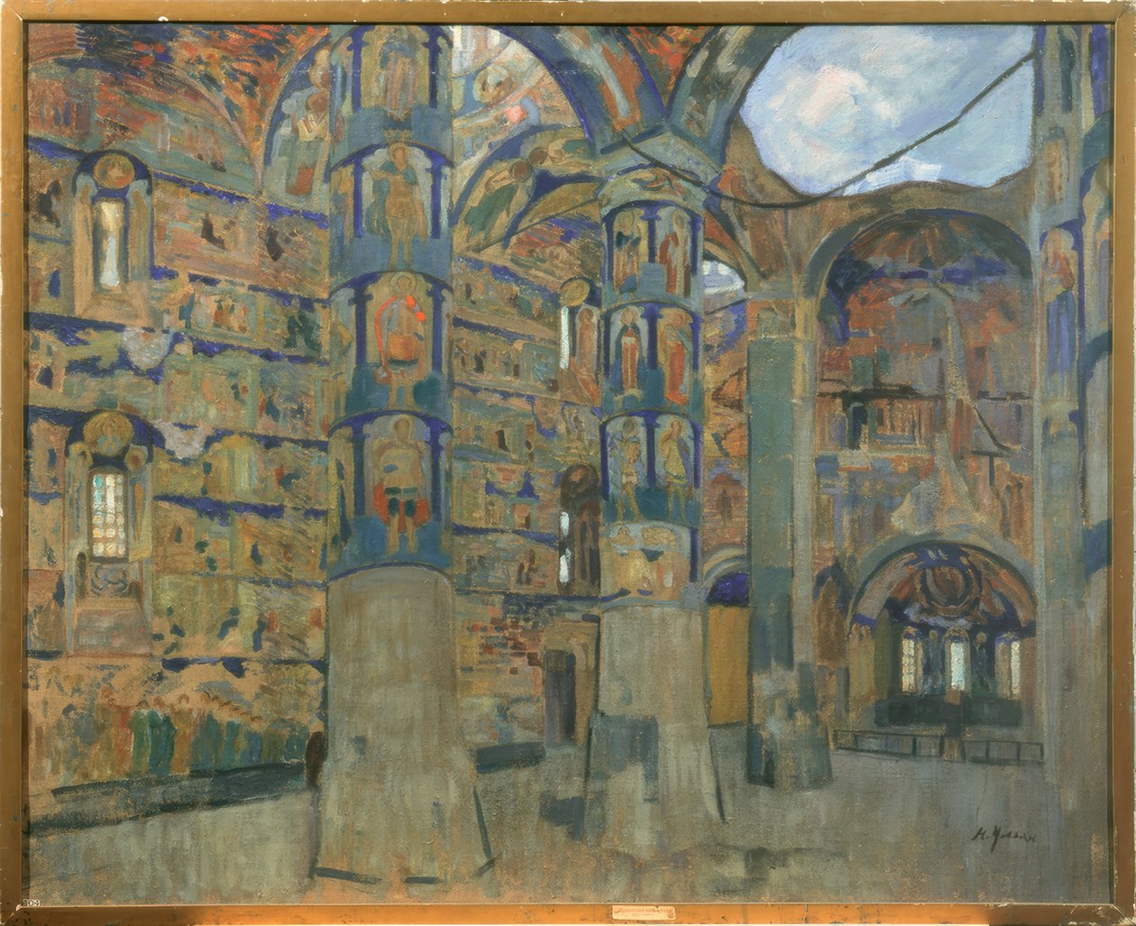 Interiör av kyrkan i Makarios Scheltowodski Trinity Monastery i Makarjewo av Nikolaj Pawlowitsch Uljanow