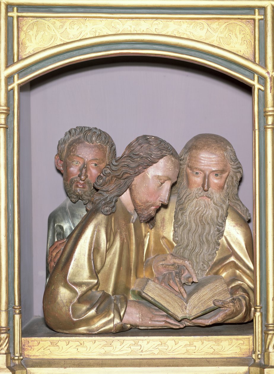 St. Jakob den mindre, St. Filip och St. Barnabas, från Isenheim-altartavlan, ca 1490 (målat trä) av Nikolaus Hagenauer