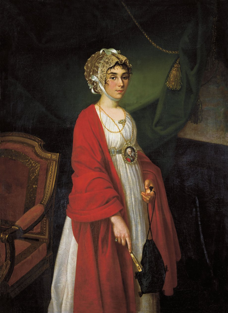 Portrait of Praskovia Kovalyova-Zhemchugova av Nikolay Ivanovich Argunov