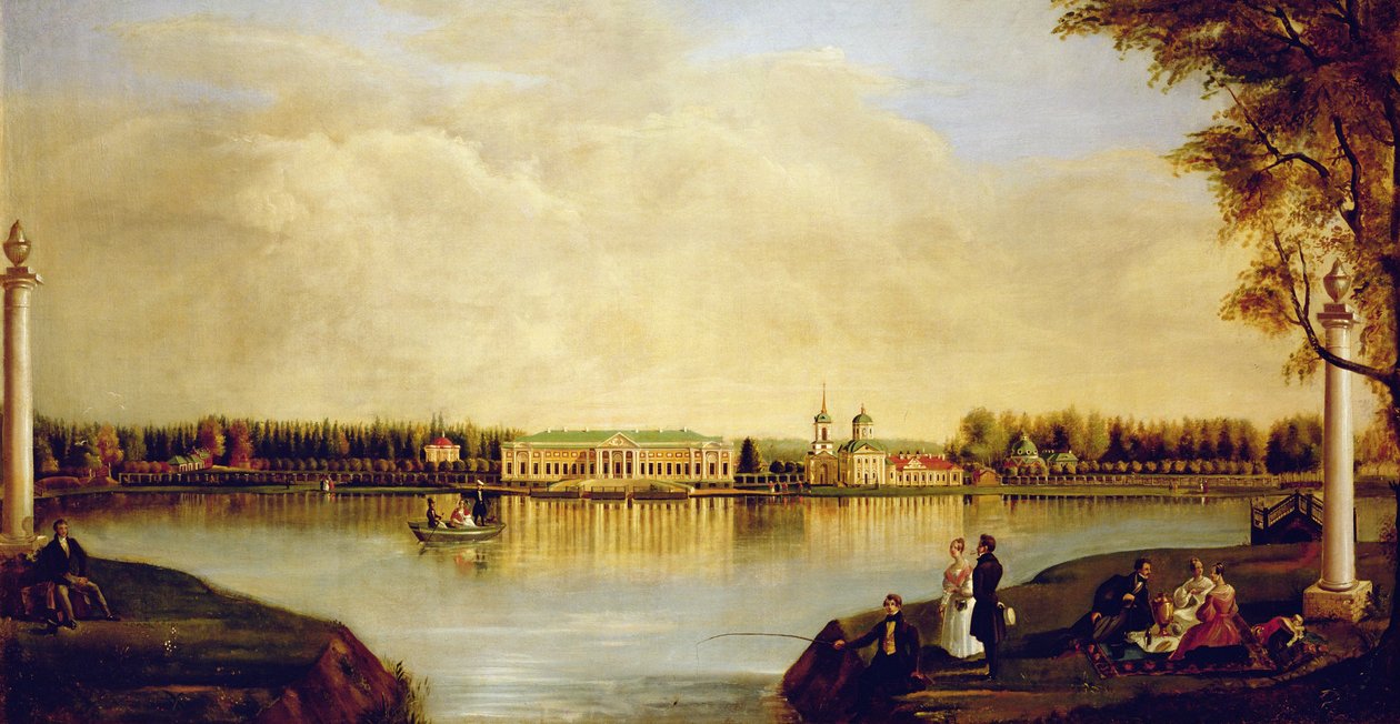 Utsikt över Kuskovo-palatset. 1839 av Nikolay Ivanovich Podklyuchnikov