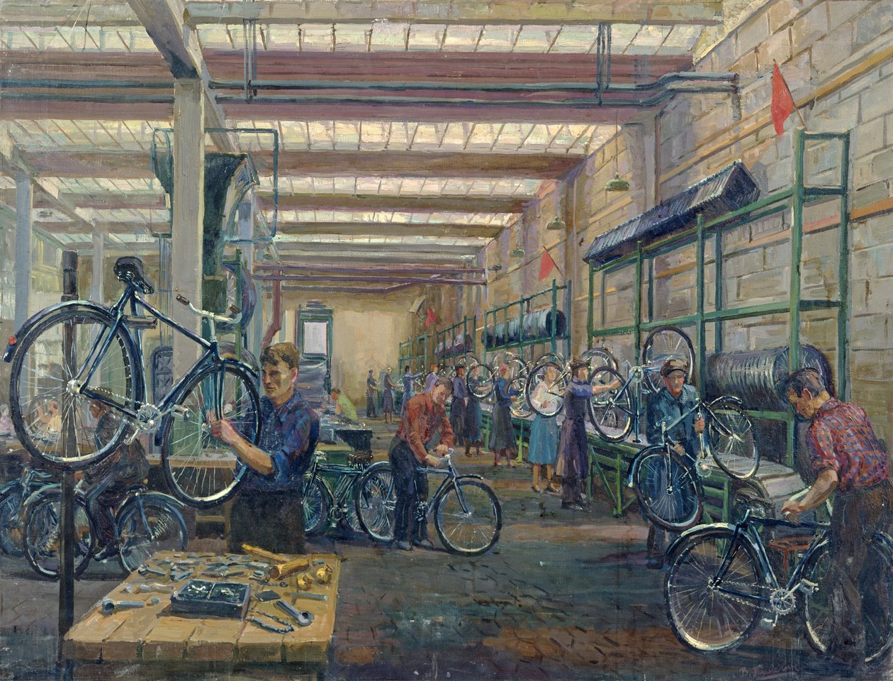 Moscow Cycle Works, ca 1930 av Nikolay Vassilyevich Pinegin