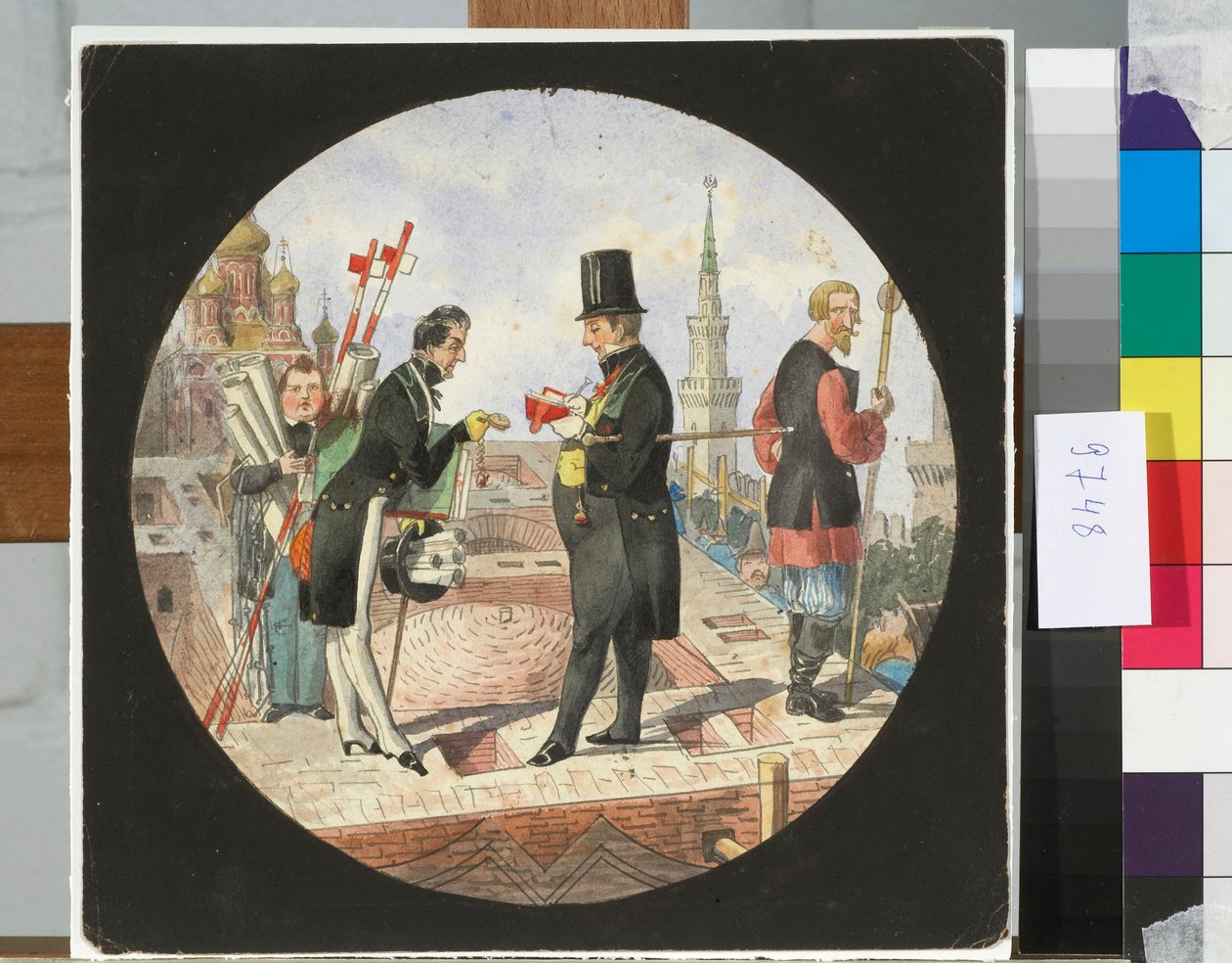 Baron Lev von Bode och arkitekten Nikolay Chichagov på byggplatsen för Stora Kremlpalatset i Moskva - Verk av Nicolas Benois (1813-1898) av Nikolay Benois