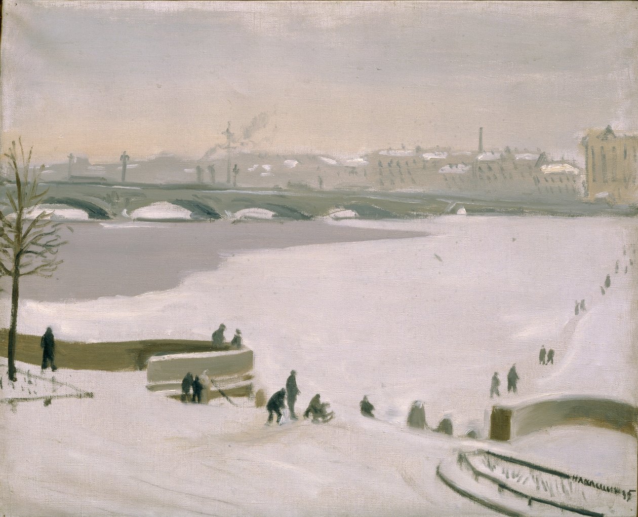 Korsar den frusna floden Neva, 1935 av Nikolay Fyodorovich Lapshin