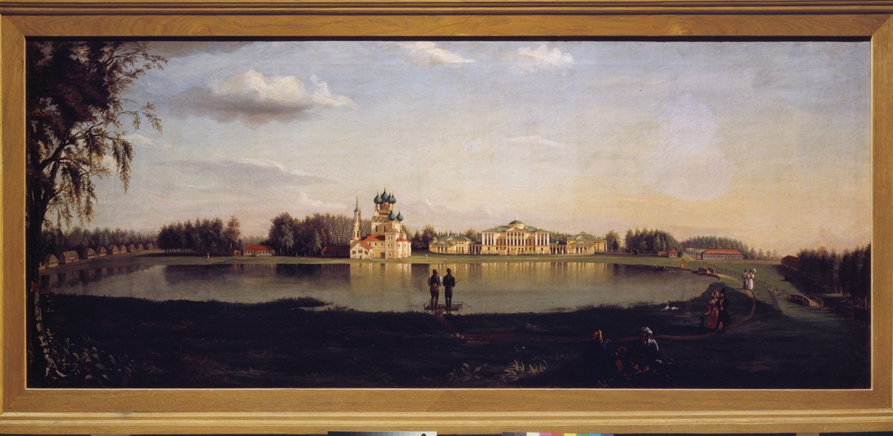 Utsikt över Ostankino-egendomen (Moskva, Ryssland). Målning av Nikolai Ivanovich Podklyuchnikov (1813-1877), olja på duk av Nikolay Ivanovich Podklyuchnikov