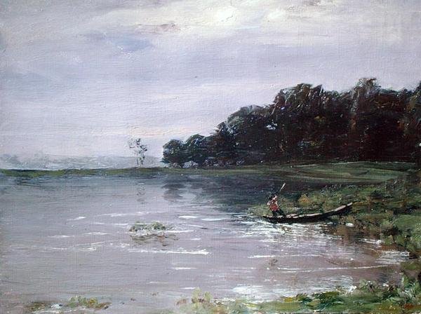 Landskap med båt, kväll av Nikolay Nikanorovich Dubovskoy