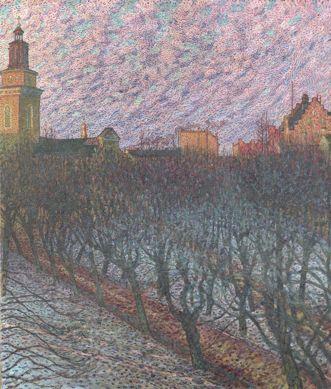 Kvällssol över Maria Magdalena kyrka Stockholm, 1902 av Nils Kreuger