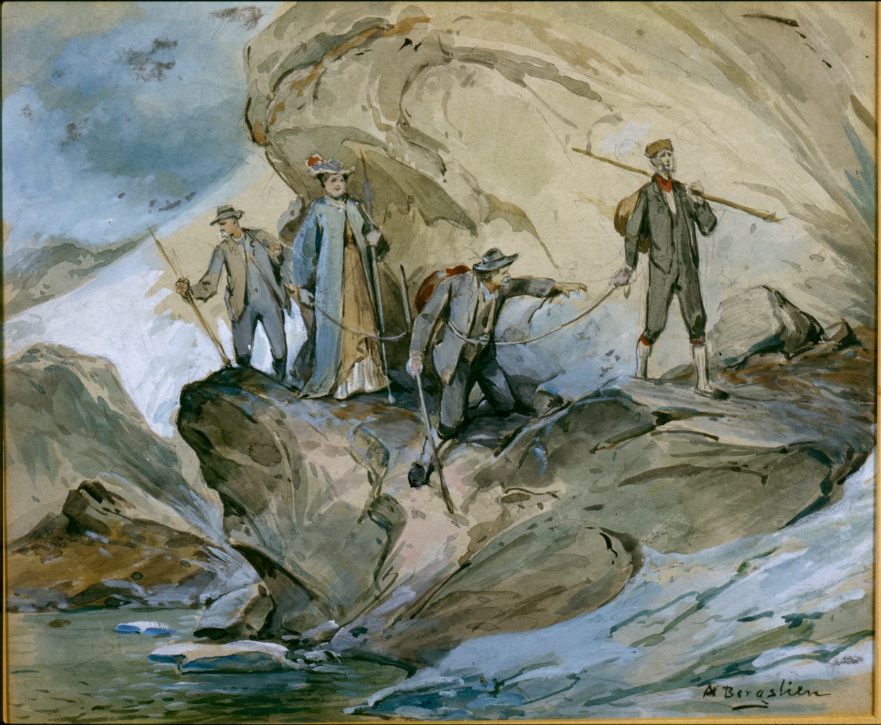 Vandring över Hardangerglaciären (akvarell på papper) av Nils Bergslien
