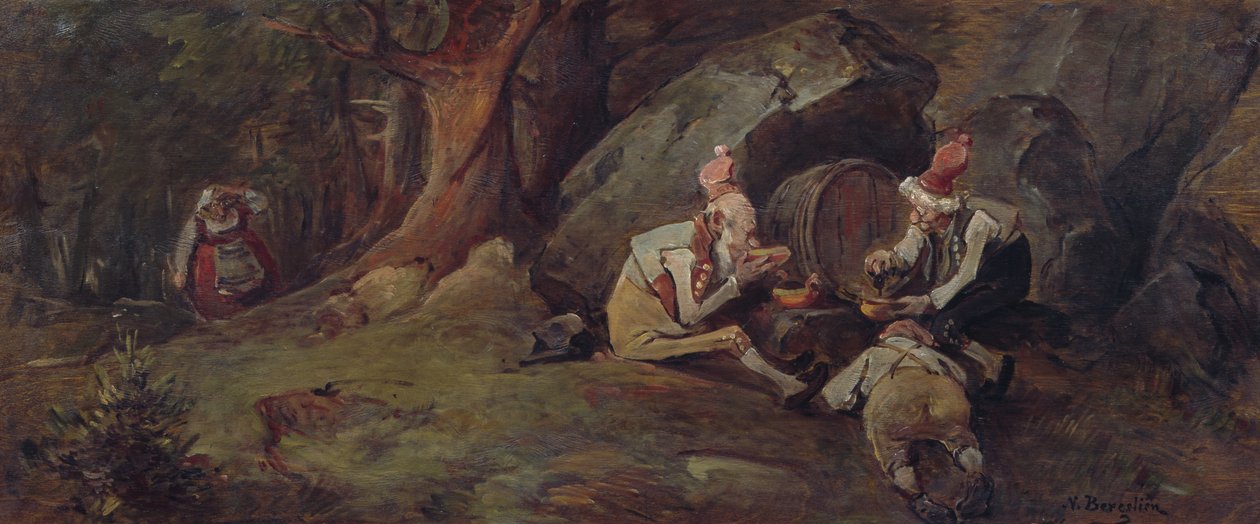 Pixies dricker öl (olja på duk) av Nils Bergslien