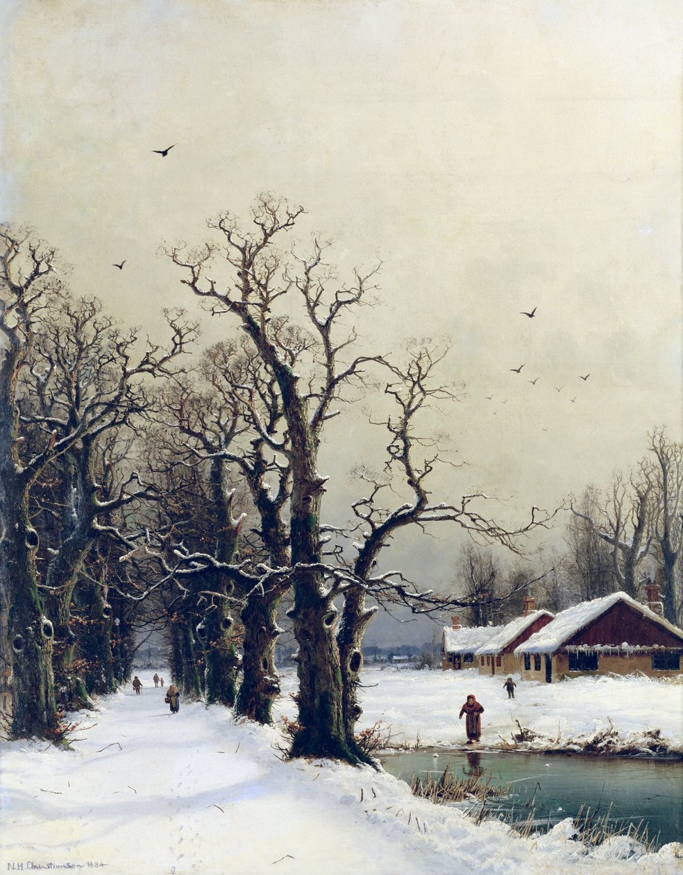 Vinterscene, 1800-tallets svenske av Nils Hans Christiansen