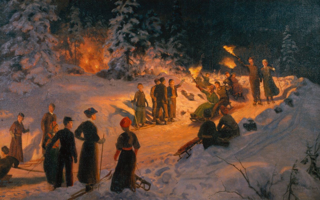 Pulka med flammande fackla i Korketrekkeren av Nils Hansteen