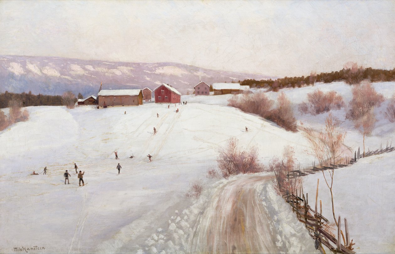 Vinter i Norge (olja på duk) av Nils Hansteen