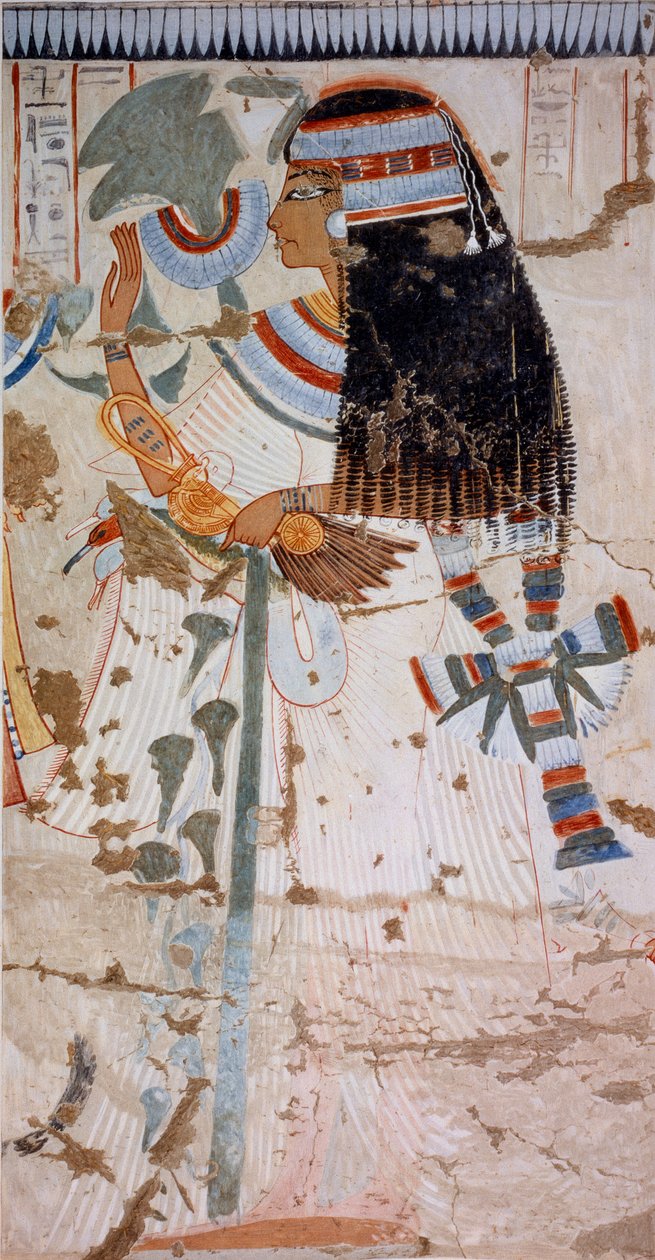Ouserhats mor, kopia av fresk från Ouserhats grav, Thebe, från Seti I:s regeringstid, plansch från Ancient Egyptian Paintings, av Nina Davies av Nina de Garis Davies