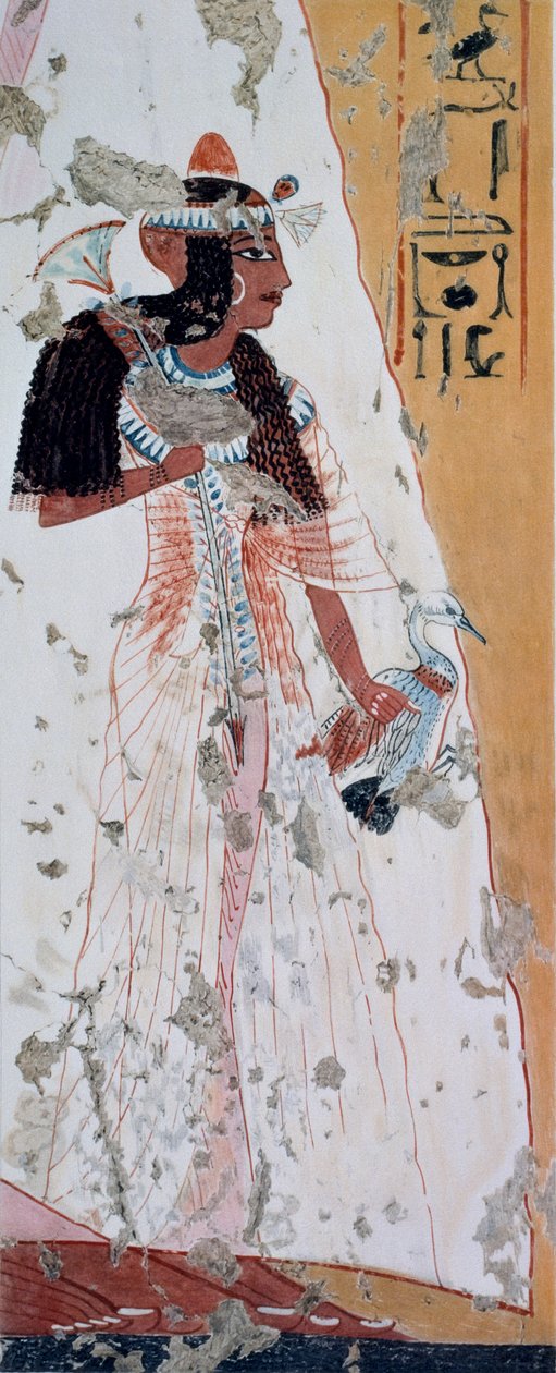 Ung kvinna med anka, kopia av fresk från Ipouys grav i Thebe, daterad till Ramses II:s tid, plansch från Ancient Egyptian Paintings, av Nina Davies av Nina de Garis Davies