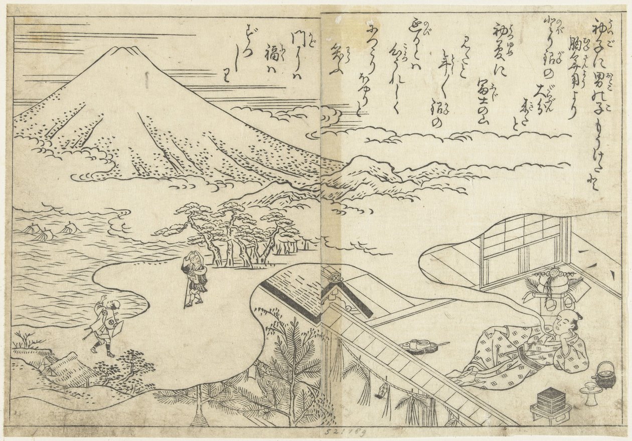Drömmer om Fuji av Nishikawa Sukenobu (attributed to)