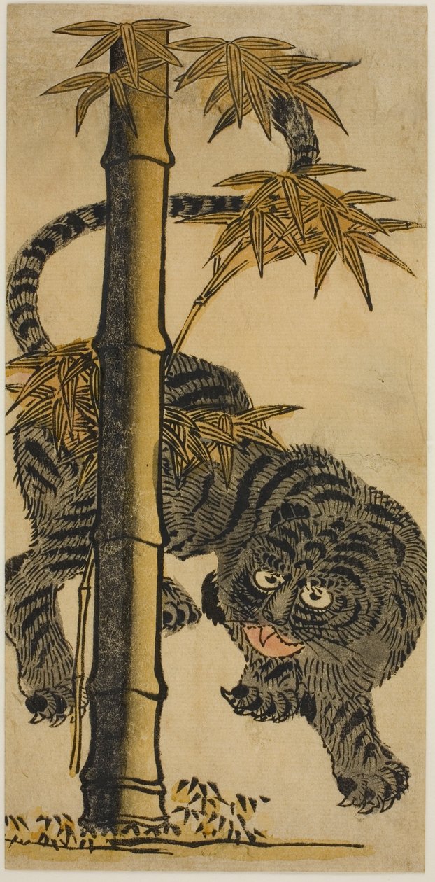 Bambu och tiger av Nishimura Shigenaga