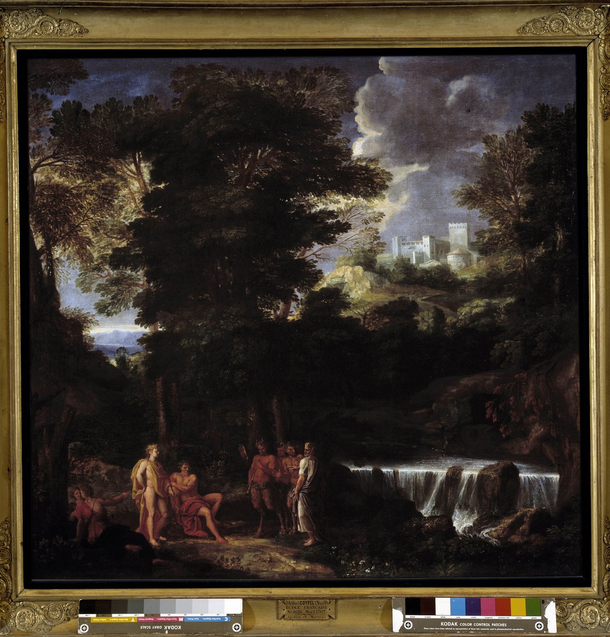 Marsyas spelar flöjt före Apollo och Midas Satyren trotsar guden Apollo, kung av lyra inför kung Midas och muserna av Noël Coypel