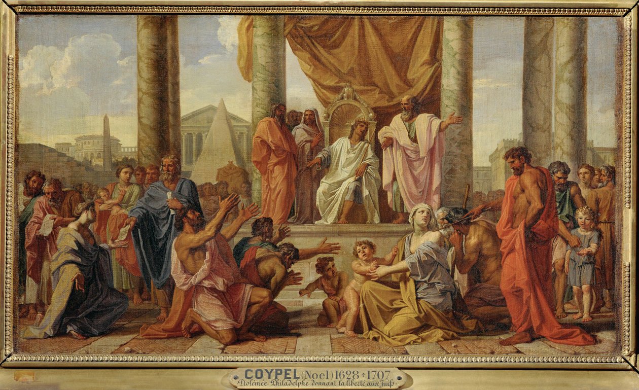 Ptolemaios Filadelfos ger judarna frihet... av Noël Coypel