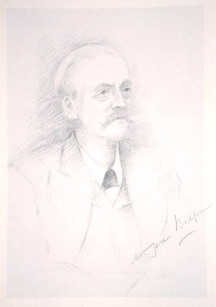 Porträtt av Sir Arthur James Balfour (1848-1930) från ett album på Entente Cordiale av Noel Dorville