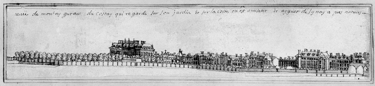 Montagu House, c.1700 (penna och bläck) av Noel Gasselin