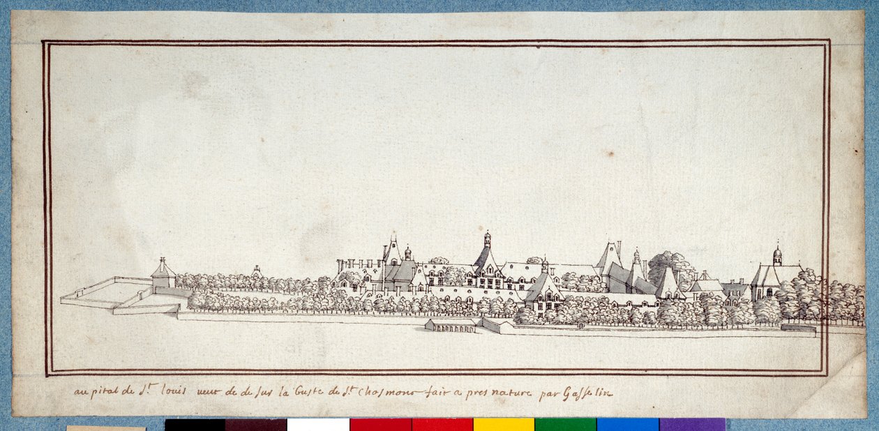 The Hospital of St Louis (penna och bläck med tvätt på papper) av Noel Gasselin