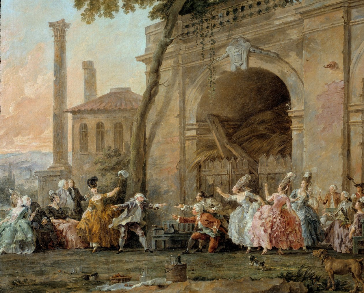 Colin-aillard, detalj av spelarna i colin aillard. Målning av Christmas Halle (1711-1781), cirka 1770-1780. Olja på duk. Amiens, Musee De Picardie av Noel Halle