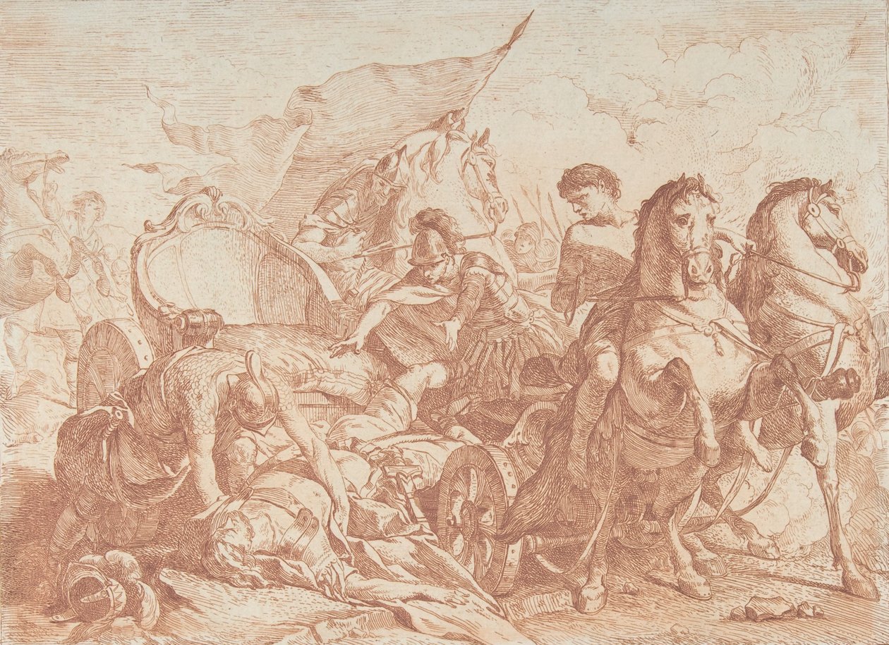 Antiochos fall från sin vagn, 1700-talet., 1700-talet. av Noel Halle