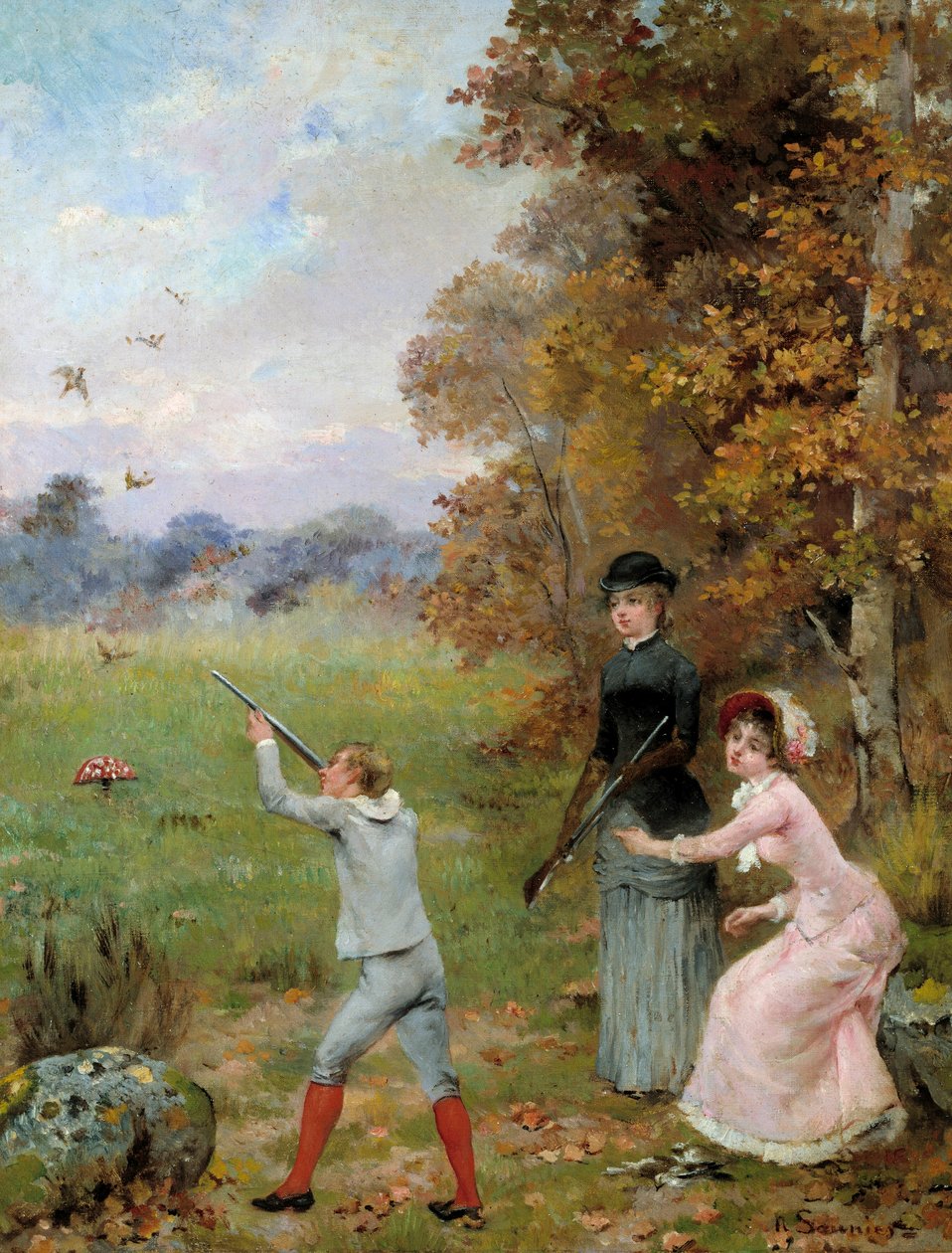 The Little Hunter-målning av Noel Saunier (1847-1890) 1800-tals privatsamling av Noel Saunier