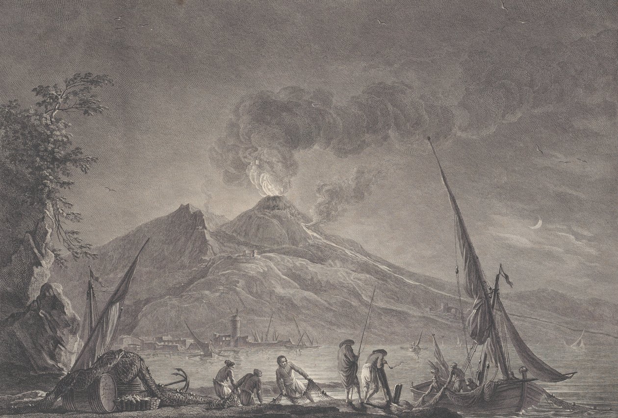 Utsikt över Vesuvius som det var 1757, 1762. av Noël Le Mire