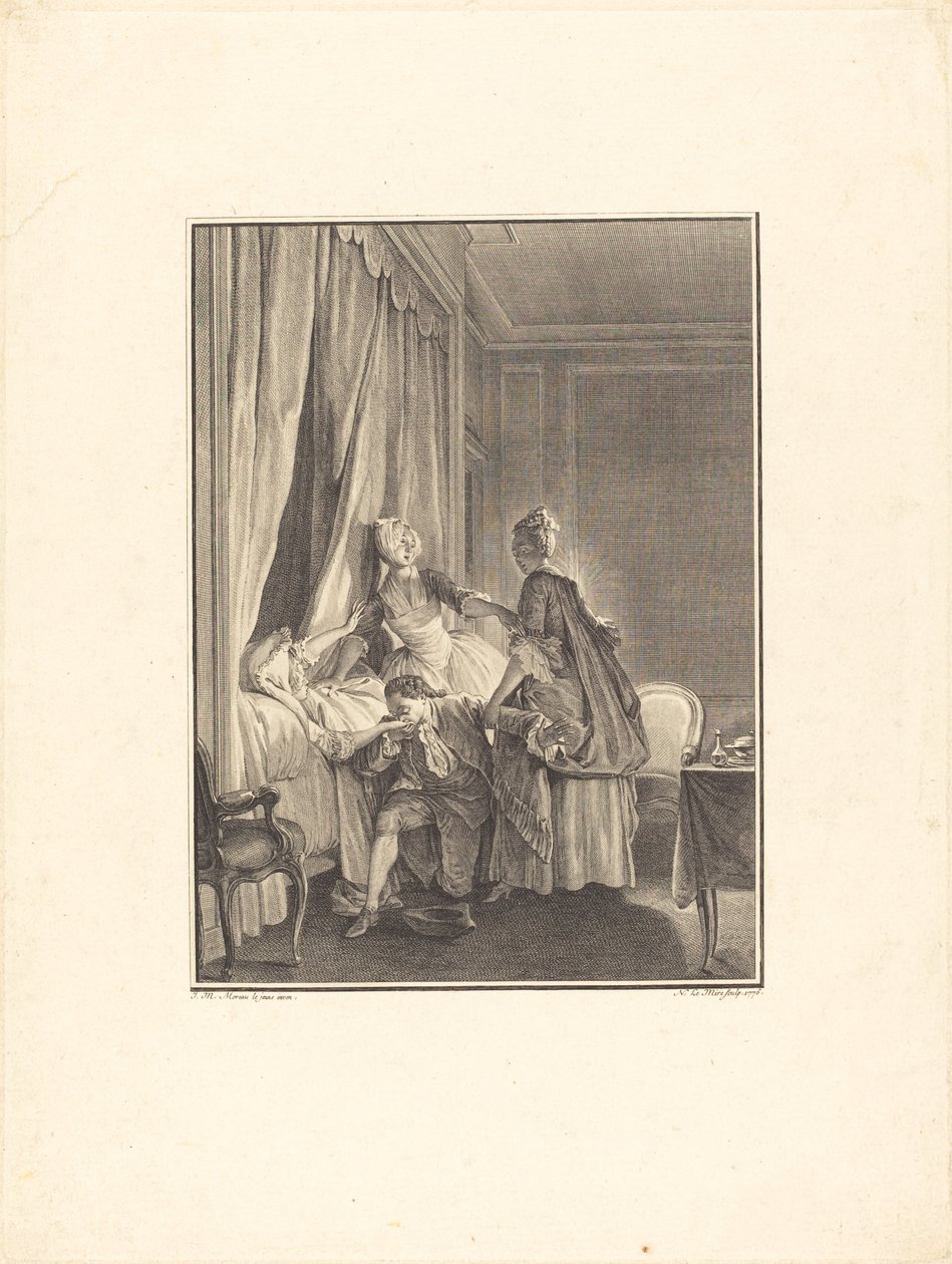 Kärlekens ympning av Noël Le Mire after Jean Michel Moreau