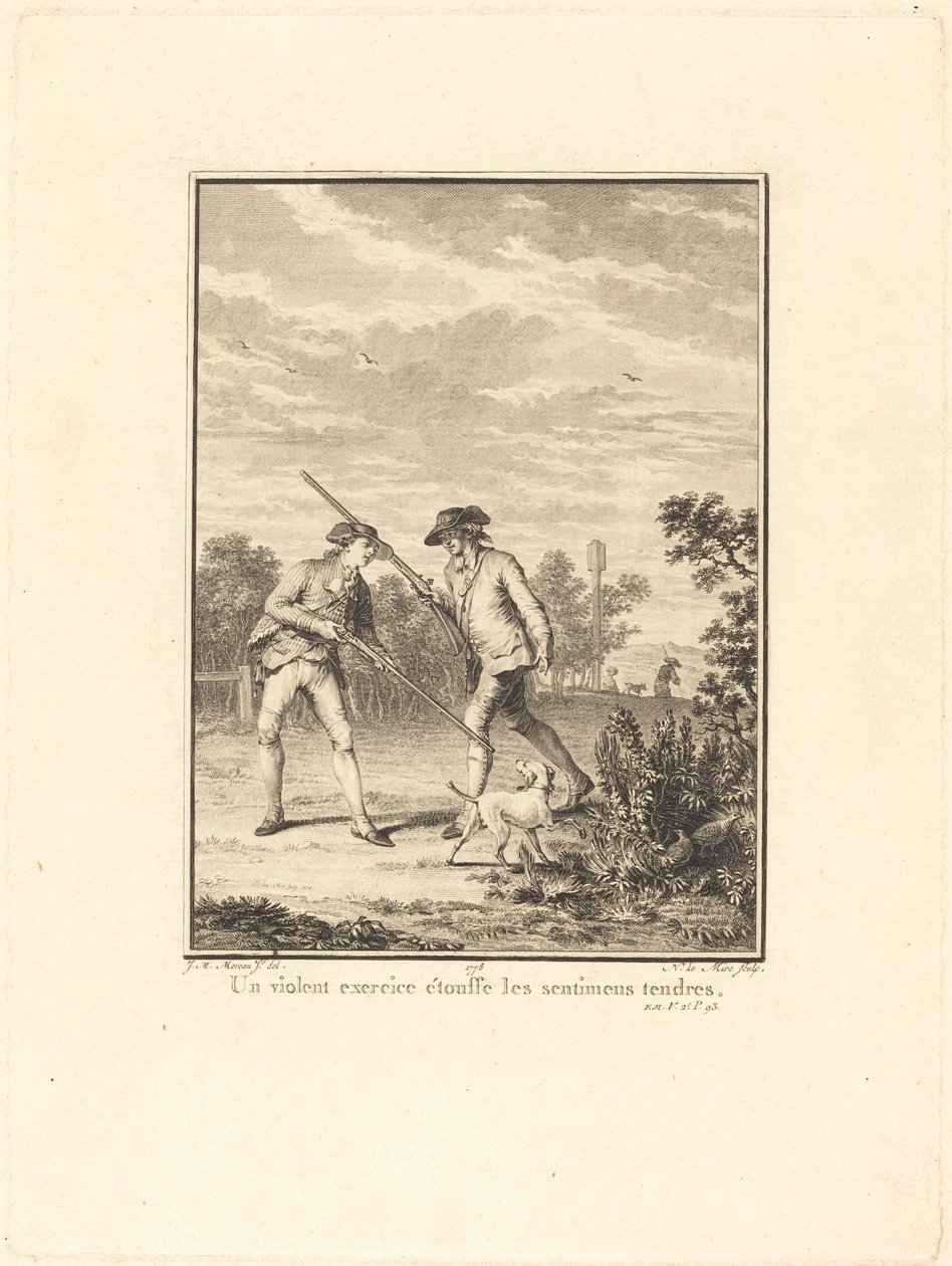 Våldsam träning kväver ömma känslor av Noël Le Mire after Jean Michel Moreau