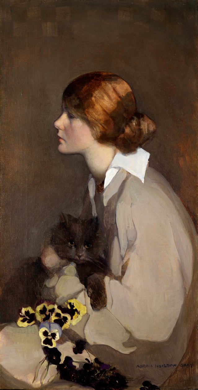 Golden Eyes (olja på duk) av Norah Neilsen Gray