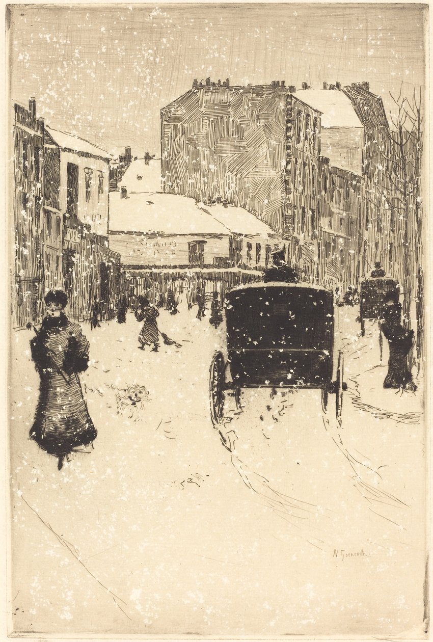 Boulevard Clichy i snön av Norbert Goeneutte