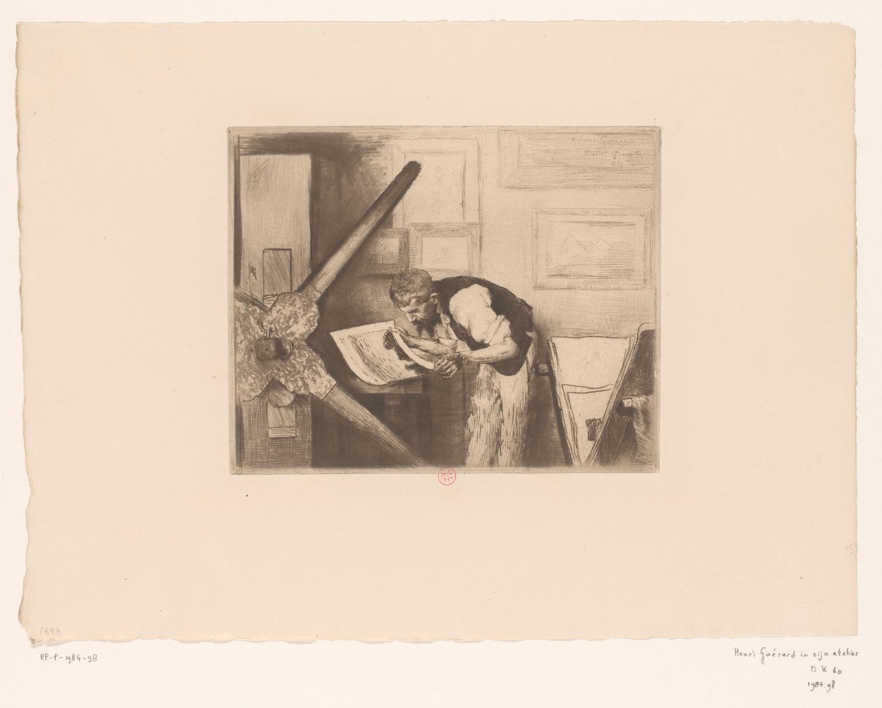 Porträtt av Henri Charles Guérard i hans ateljé av Norbert Goeneutte