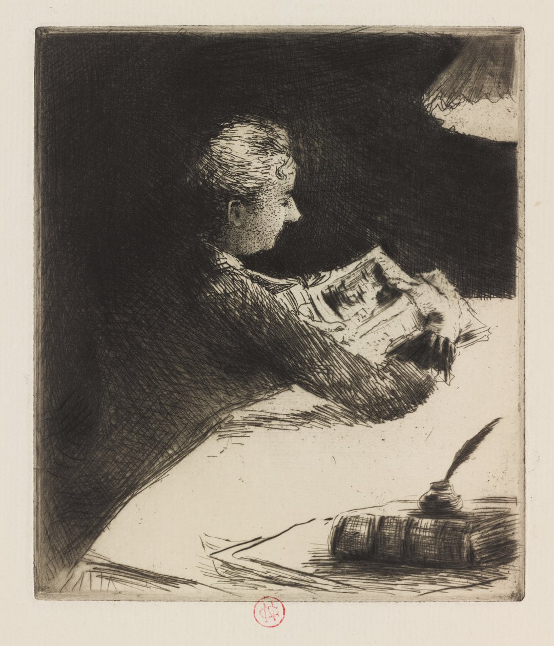 Läser om natten, 1864-94 av Norbert Goeneutte
