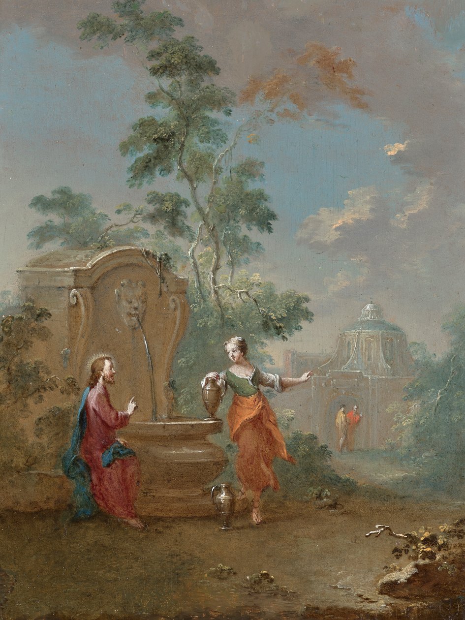 Kristus och den samaritanska kvinnan vid brunnen av Norbert Grund