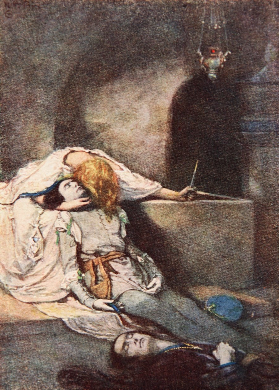 Romeo och Julia, akt V Scene 3, illustration från "Tales from Shakespeare" av Charles och Mary Lamb av Norman Mills (after) Price