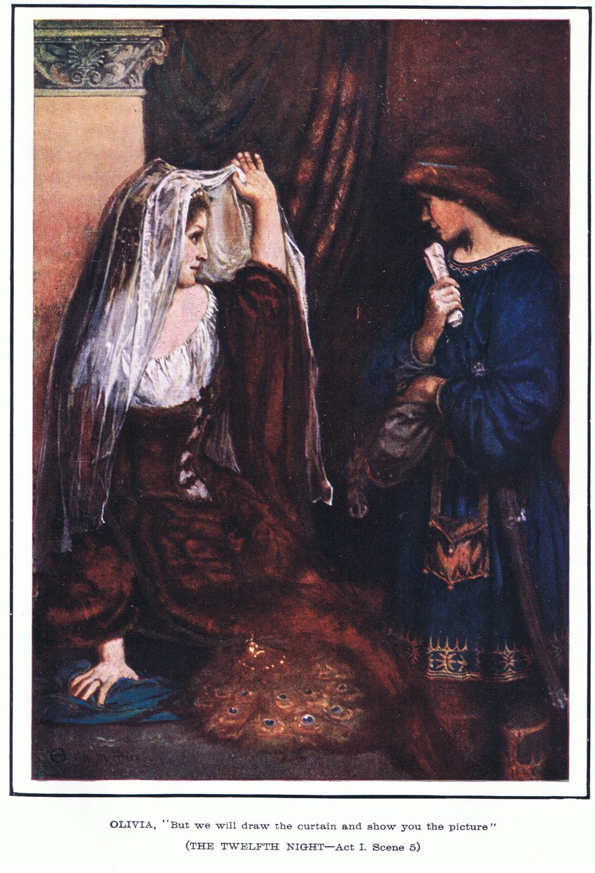 Olivia: "Men vi drar för gardinen och visar dig bilden" (The Twelfth Night) av Norman Mills Price