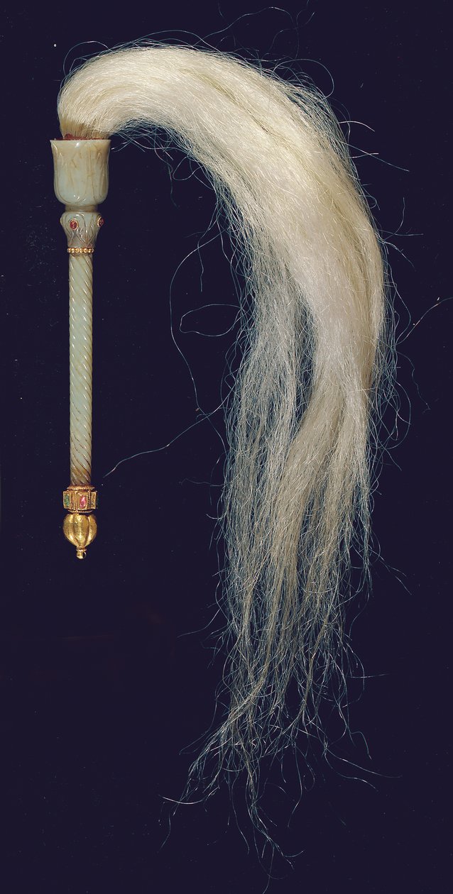 Flugvisp av jade (jade, rött stenguld och hästhår), Mughal, ca 1775-79 av North Indian School