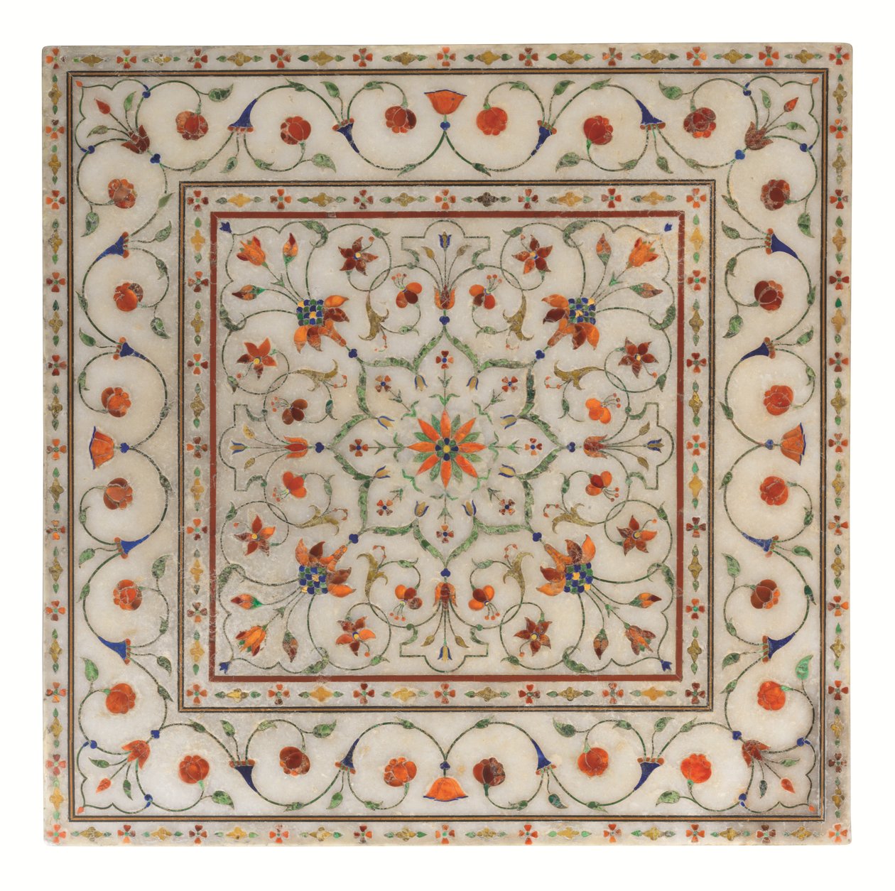 Fotstöd av mogulmarmor med inläggningar av pietra dura, ca 1700 av North Indian School