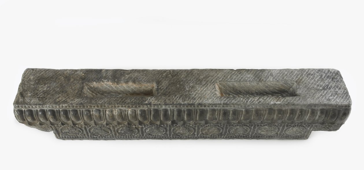 Gesims av en begravningssoffa (kalksten) av Northern Qi Dynasty Chinese Scool