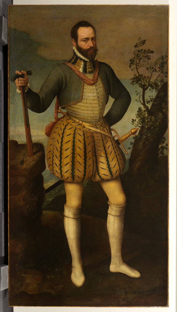 Porträtt av en man i rustning (möjligen Emmanuel Philibert, hertig av Savojen) av Northern Italian School