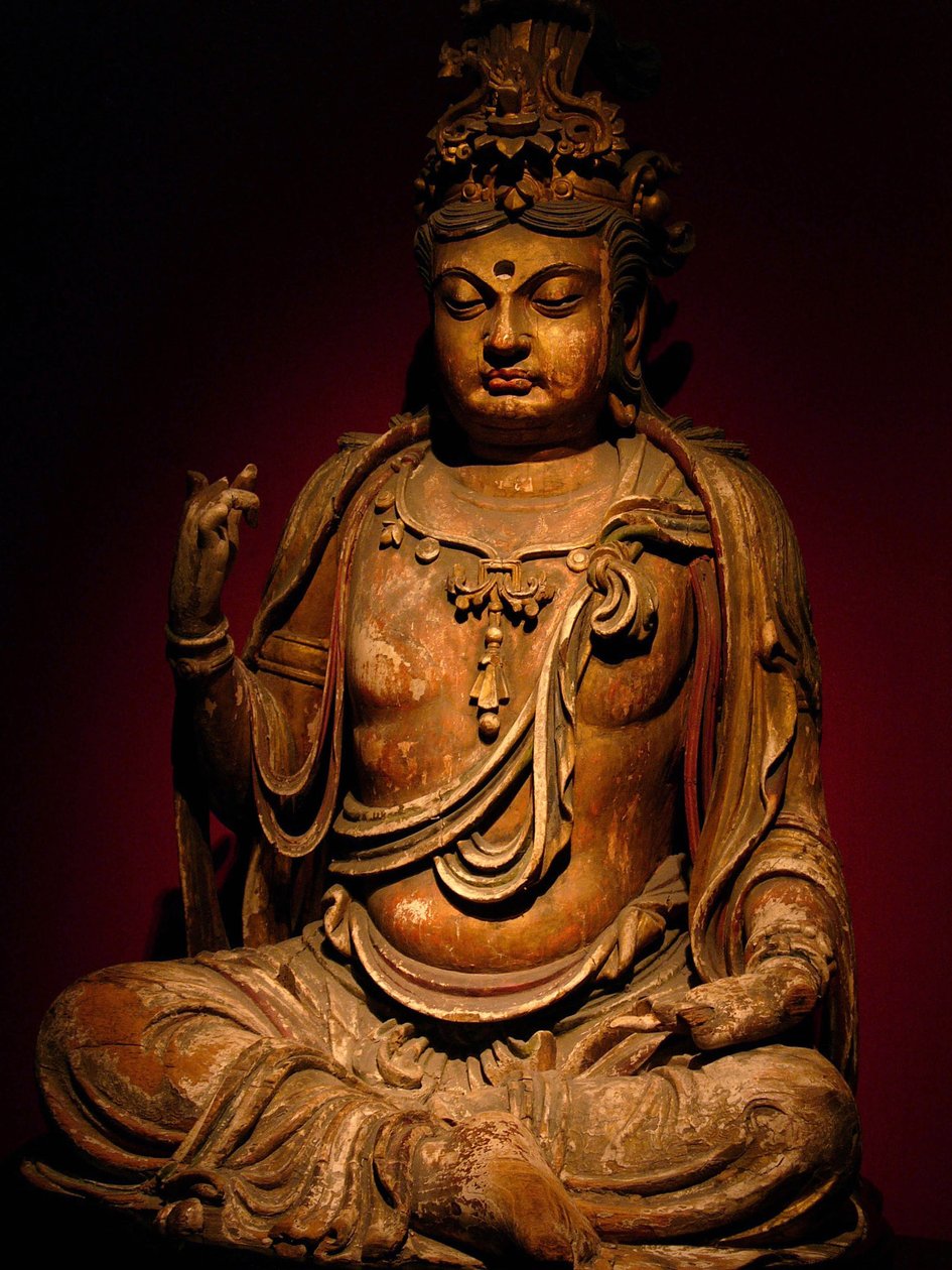 Målad träskulptur av Boddhisatva, Songdynastin (960-1279), Shanghais nationalmuseum. Fotografi, Leonard de Selva, Kina, 2006. av Northern Song Dynasty Chinese School