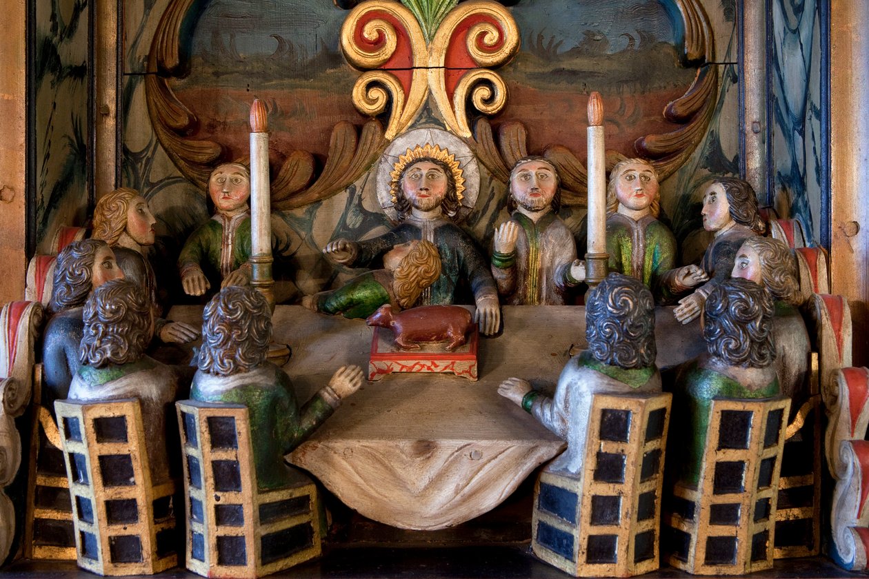 Nattvarden, detalj från en altartavla, Mo I Rana kyrka av Norwegian School