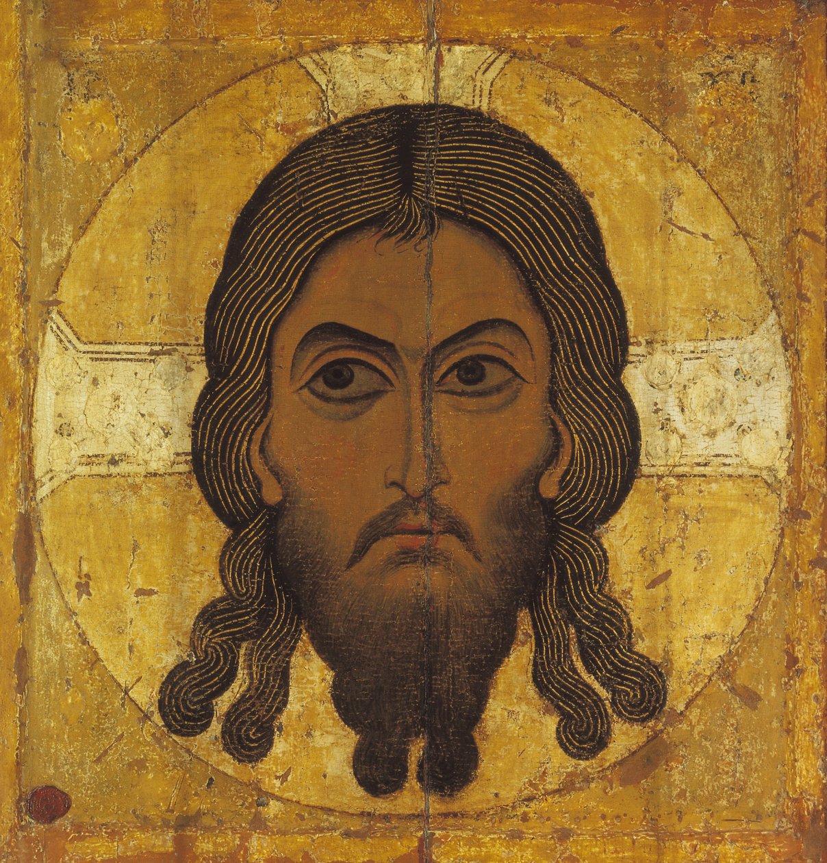Det heliga ansiktet (tempera och guld på panel) av Novgorod School