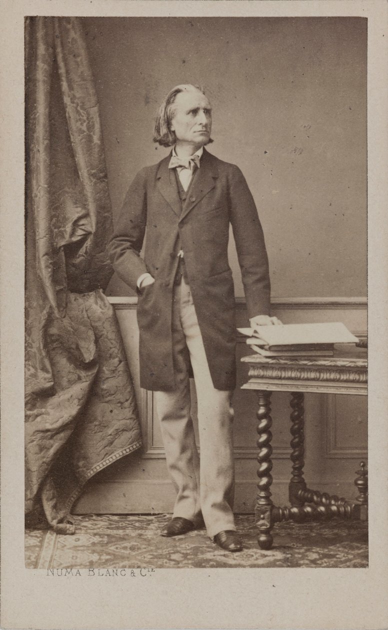 Porträtt av kompositören Franz Liszt 1811-1886, ca. 1870. av Numa Blanc