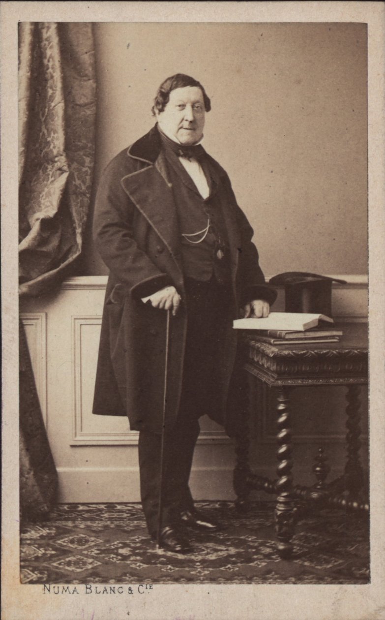 Porträtt av kompositören Gioachino Antonio Rossini 1792-1868, före 1868. av Numa Blanc